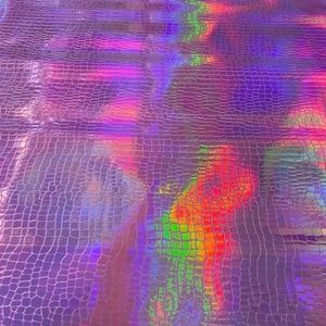 2 yards Pink Embossed Holographic Crocodile Hologram Glossy Fabric Material